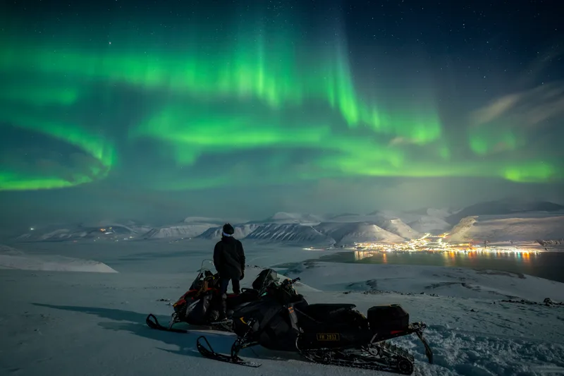 Watching the northern lights over Svalbard
